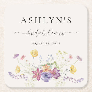 Waterverf Wildflower Vrijgezellenfeest Papier Onde Kartonnen Onderzetters