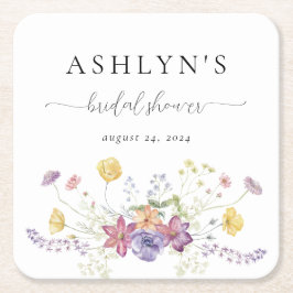 Waterverf Wildflower Vrijgezellenfeest Papier Onde Kartonnen Onderzetters