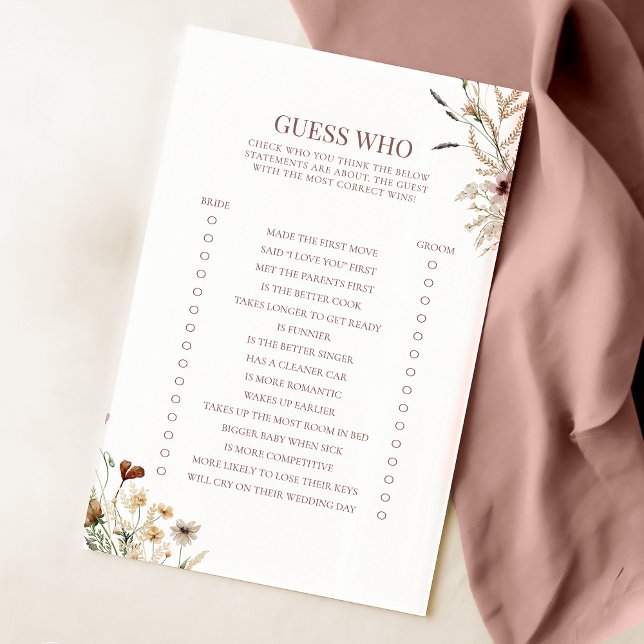 Waterverf Wildflower Vrijgezellenfeest Raad eens w (Creator heeft geüpload)