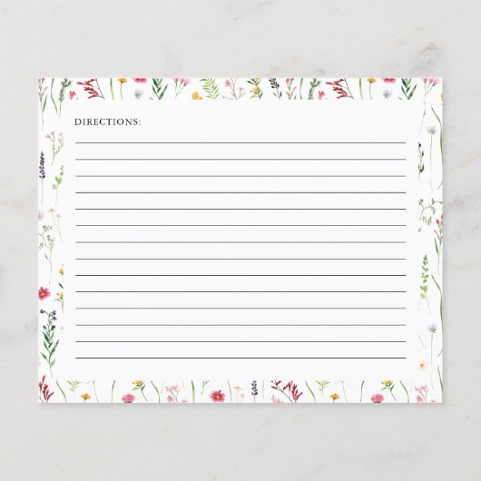 Waterverf Wildflower Vrijgezellenfeest Recept Kaar (Achterkant)