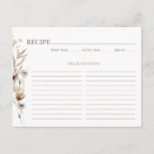 Waterverf Wildflower Vrijgezellenfeest Recept Kaar Informatiekaartje (Voorkant)