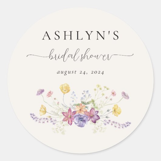 Waterverf Wildflower Vrijgezellenfeest Sticker (Voorkant)