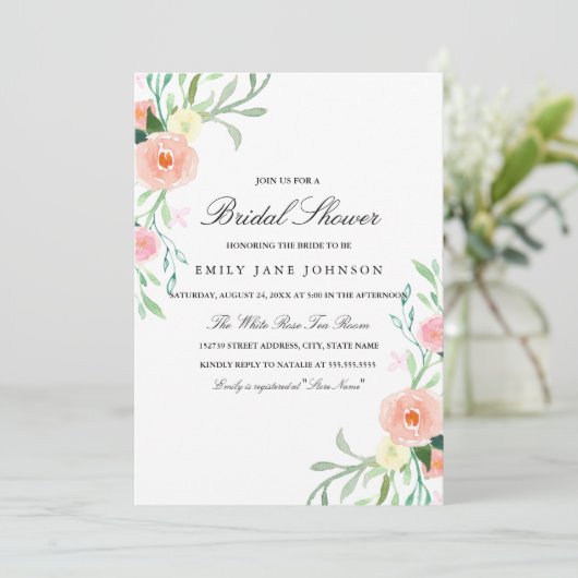  Waterverf Wildflower Vrijgezellenfeest Uitnodigen Kaart (Staand voorkant)