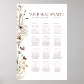 Waterverf Wildflower Vrijgezellenfeest Zitkaart Poster (Voorkant)