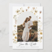 Waterverf Wildflower Weddenfoto slaat de datum op Save The Date (Voorkant)