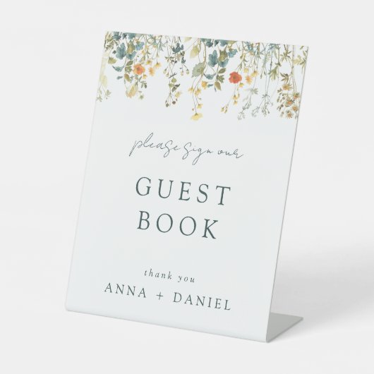 Waterverf Wildflower Weddenschap Reclamebord Met Voetstuk (Voorkant)