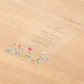 Waterverf Wildflower Wedding Acryl Uitnodigingen (Laagn)