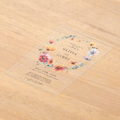 Waterverf Wildflower Wedding Acryl Uitnodigingen (Laagn)
