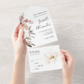 Waterverf Wildflower Wedding All In One Uitnodiging (Afscheurbaar)