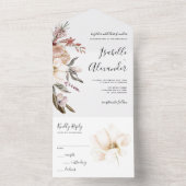 Waterverf Wildflower Wedding All In One Uitnodiging (Binnen)