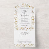 Waterverf Wildflower Wedding All In One Uitnodiging (Binnen)