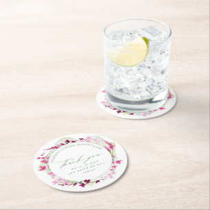 Waterverf Wildflower Wedding Bedankt Fsia ID954 Ronde Kartonnen Onderzetter