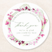 Waterverf Wildflower Wedding Bedankt Fsia ID954 Ronde Kartonnen Onderzetter (Voorkant)