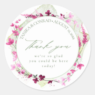Waterverf Wildflower Wedding Bedankt Fsia ID954 Ronde Sticker