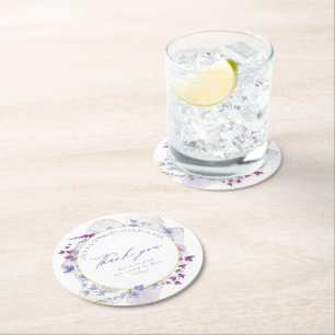 Waterverf Wildflower Wedding Bedankt Peri ID954 Ronde Kartonnen Onderzetter