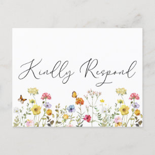 Waterverf Wildflower Wedding Entree Choice RSVP Briefkaart