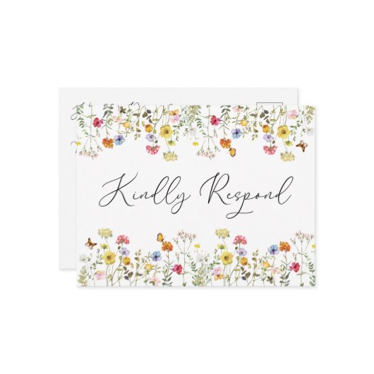 Waterverf Wildflower Wedding Entree Choice RSVP Briefkaart (Voorkant / Achterkant in situ)