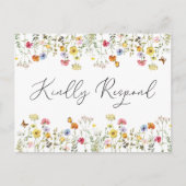 Waterverf Wildflower Wedding Entree Choice RSVP Briefkaart (Voorkant)