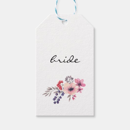 Waterverf Wildflower Wedding Escort Card Cadeaulabel (Voorkant)