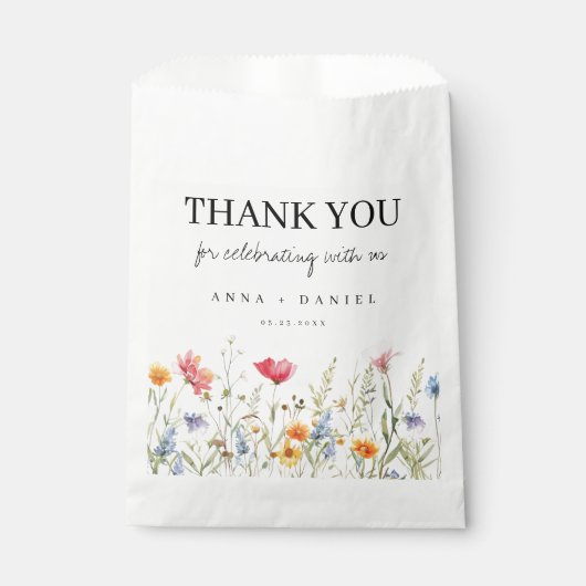 Waterverf Wildflower Wedding Favoriet Tas Bedankzakje (Voorkant)