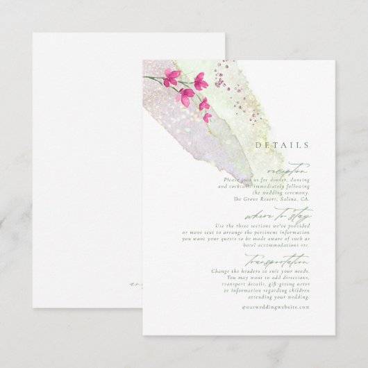 Waterverf Wildflower Wedding — Fsia ID954 Informatiekaartje (Voorkant / Achterkant)