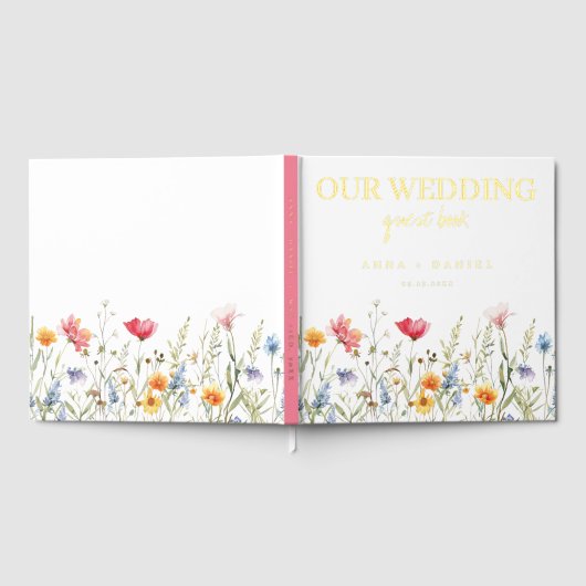 Waterverf Wildflower Wedding Gastenboek (Volledig)