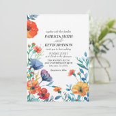 Waterverf Wildflower Wedding Kaart (Staand voorkant)