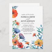 Waterverf Wildflower Wedding Kaart (Voorkant / Achterkant)