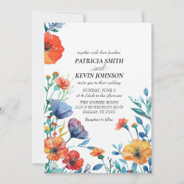 Waterverf Wildflower Wedding Kaart