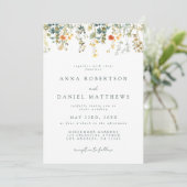 Waterverf Wildflower Wedding Kaart (Staand voorkant)