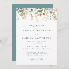 Waterverf Wildflower Wedding Kaart