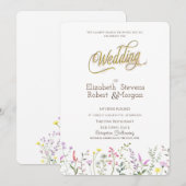 Waterverf Wildflower Wedding Kaart (Voorkant / Achterkant)