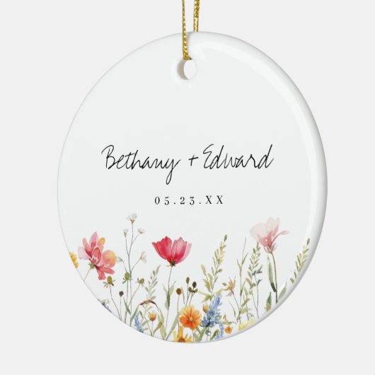 Waterverf Wildflower Wedding Keramisch Ornament (Links)