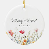 Waterverf Wildflower Wedding Keramisch Ornament (Achterkant)