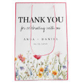 Waterverf Wildflower Wedding Medium Gift Bag Cadeauzakje (Achterkant)