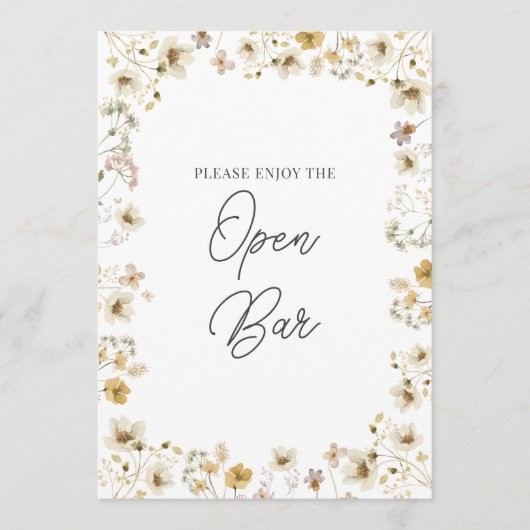 Waterverf Wildflower Wedding Open Bar (Voorkant)