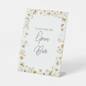 Waterverf Wildflower Wedding Open Bar Reclamebord Met Voetstuk (Voorkant)