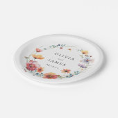 Waterverf Wildflower Wedding Papieren Bordje (Gekanteld)