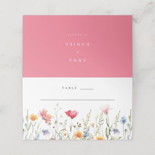 Waterverf Wildflower Wedding Plaatskaartje (Buitenkant ongevouwen)