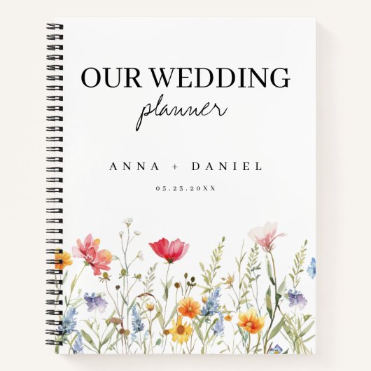 Waterverf Wildflower Wedding Planner Notitieboek (Voorkant)
