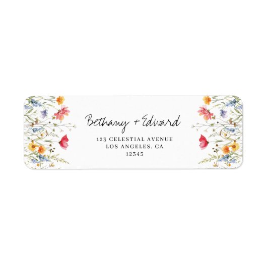 Waterverf Wildflower Wedding Retouradres Etiket (Voorkant)