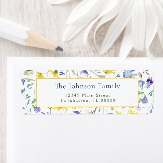 Waterverf Wildflower Wedding Return-adres Etiket (Insitu)