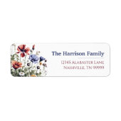 Waterverf Wildflower Wedding Return-adres Etiket (Voorkant)