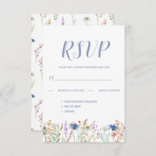  Waterverf Wildflower Wedding RSVP (Voorkant / Achterkant)