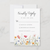 Waterverf Wildflower Wedding RSVP Kaart (Voorkant)