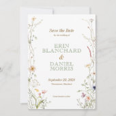 Waterverf Wildflower Wedding Save the Date Kaart (Voorkant)