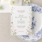 Waterverf Wildflower Wedding Save the Date Kaart