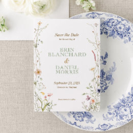 Waterverf Wildflower Wedding Save the Date Kaart
