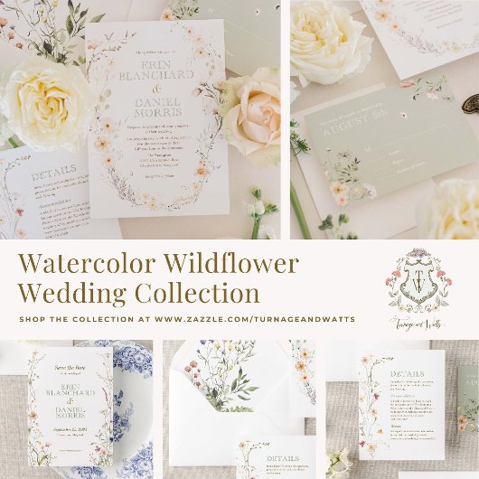 Waterverf Wildflower Wedding Save the Date Kaart