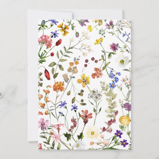 Waterverf Wildflower Wedding Save the Date Kaart (Achterkant)